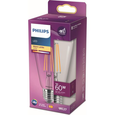 ampoule LED Equivalent 60W E27 Blanc chaud non dimmable, verre (1/5)