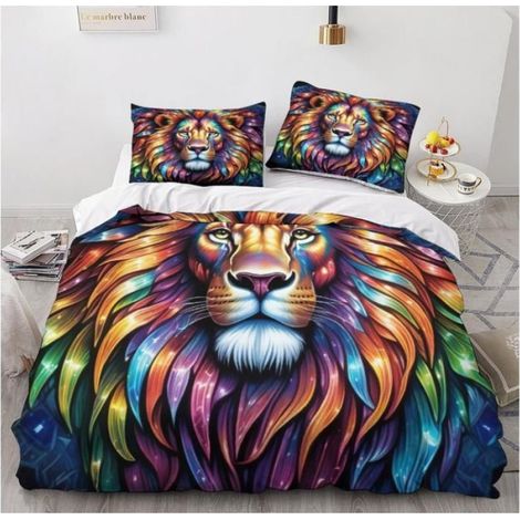1 Parure de lit Housse de couette 140x200cm Microfibre Douce 2 Taies d'oreiller 65x65cm Fermeture éclair Chambre Adulte Enfant (1/4)