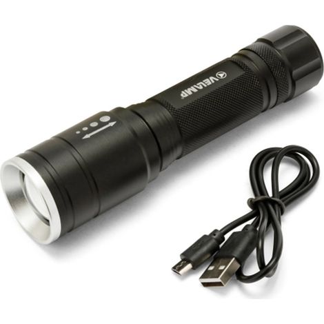 Lampe torche LED rechargeable VELAMP 5W avec fonction zoom et longue autonomie (1/2)