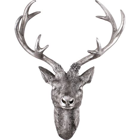 Hirschkopf mit Geweih 48 x 32 x 61 cm Silber-MMC8031SI