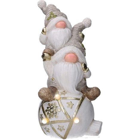 Gnomo resina su sfera grigio con led cm 24,7x23xh56 (1/3)