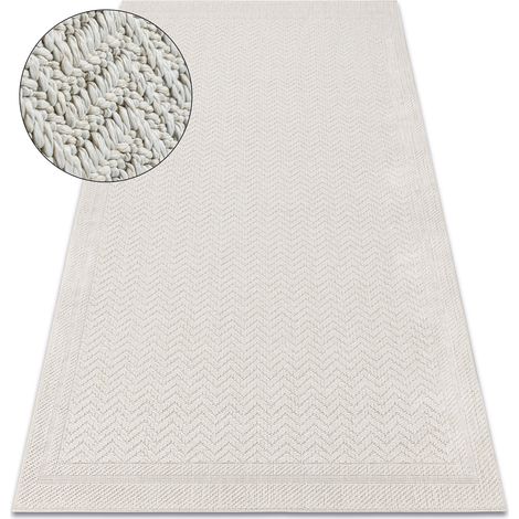 Teppich ORIGI 3739 creme - Rahmen, Fischgrät flachgewebte SISAL schnur beige 58x100 cm