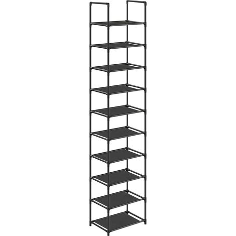 Songmics – Étagère à chaussures 10 niveaux – Cadre en métal et tissu non-tissé – Dimensions 33 x 33 x 173 cm – Pour entrée, chambre – LSR110B02