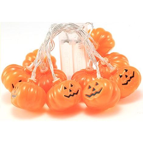 Guirlande Lumineuse Citrouille - LED Blanc Chaud - Piles AA - Décoration Halloween Noël Intérieur Extérieur - 1 Pièce