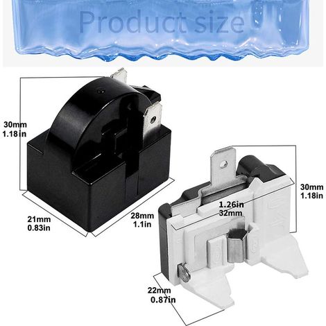 Greluma 1 Stück 2-poliges 15-Ohm-Anlaufrelais, 1-poliges Kühlschrank-Anlaufrelais und 1/6 PS 125 W Kühlschrank-Überlastschutz, kompatibel mit Kompressor (1/4)