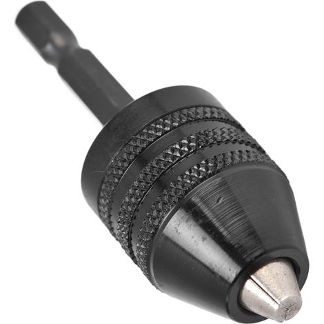 Mandrin à trois mors à tige hexagonale noire de 0,6 à 8 mm pour perceuse électrique, mandrin à changement rapide, mini mandrin à trois mors, accessoire pour meuleuse électrique (1/5)
