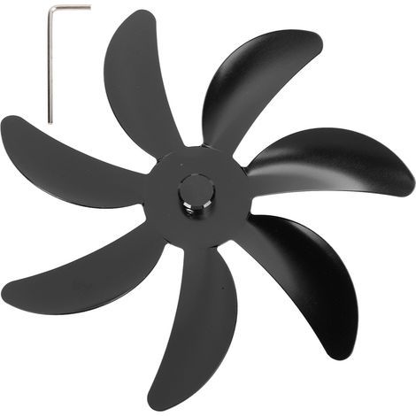 Stove fan, aluminum alloy blade, 7 blades, easy installation, universal chimney replacement for black (1/5)