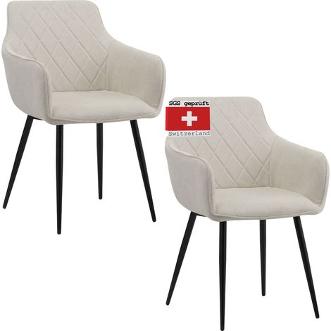 ALBATROS Esszimmerstühle 2er Set SILA, Beige - Modern und Stilvoll, bequemer Polsterstuhl - Eleganter Küchenstuhl, Stuhl Esszimmer oder Esstisch Stuhl im Retro-Look (1/5)