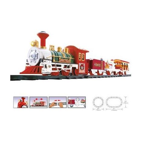 Fééric Lights And Christmas – Train de Noël 16 pièces – Dimensions 74x104 cm – Locomotive à vapeur avec 3 wagons et 12 rails – Décoration festive intérieure