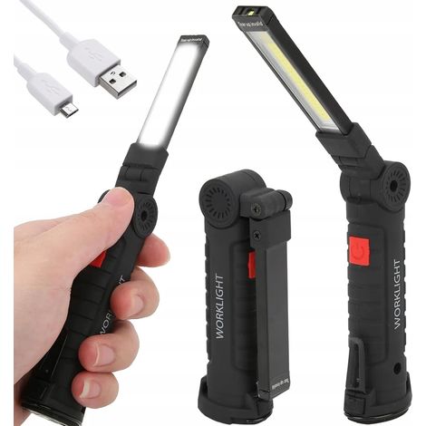 Lampe LED rechargeable magnétique USB pliable avec crochet