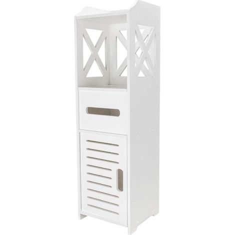 Meuble étagère WC, Organisateur de Rangement, Meuble Étroit pour Papier Toilette, Étagères Réglables, 801818cm Blanc