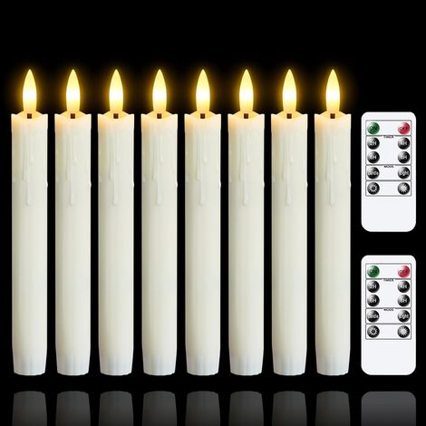 Lot de 8 bougies LED, effet cire, télécommande, minuterie, plastique, 19cm, intérieur (1/5)