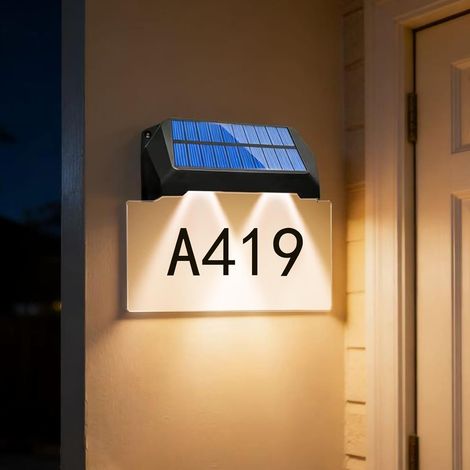Numéros de maison lumineux à l'énergie solaire, à monter soi-même, plaque acrylique 1200 mAh, étanche IP65, pour panneaux d'adresse extérieure, 10 couleurs (1/5)