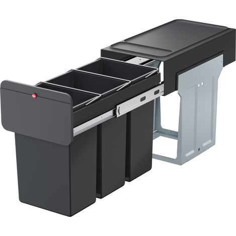Hailo EcoLine Design Trio L, Einbau-Mülltrennungs-System, 3 x 10 l, schwarz