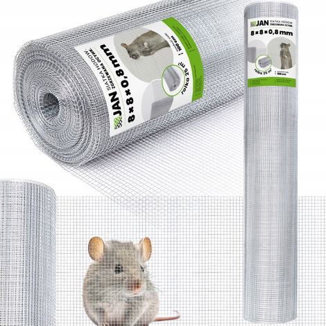 Filet anti-rongeurs pour volières, soudé, zinc, 8 x 8 x 0,8 m, 25 m²
