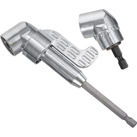 (long + court)Adaptateur de visseuse d'angle 105° avec embout de vissage multifonction Bend Tige hexagonale de 1/4" Pour les ouvriers de la constr (1/5)
