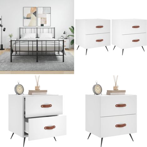 Tables de chevet 2 pcs blanc 40x35x47,5 cm bois d’ingénierie - Table De Chevet - Meuble De Chambre - Armoire De Chevet - Commode - Design Moderne - Home & Living (1/5)