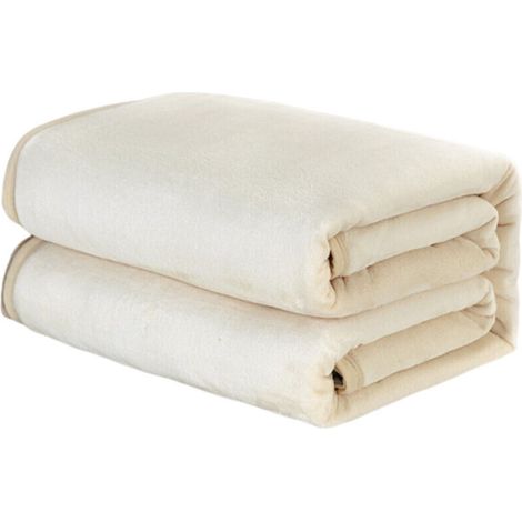 Couverture polaire douce et moelleuse BNM, taille double XL, ivoire (1/4)