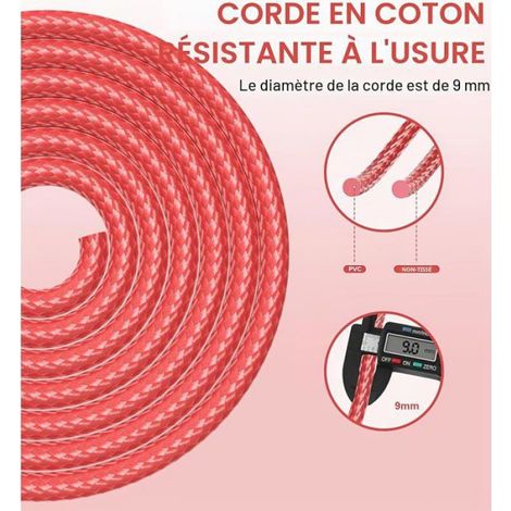 Corde A Sauter - Nylon Tressé 3 M - Roulements À Billes - Poignées En Mousse - Réglable Pour Adultes Et Enfants (1/5)