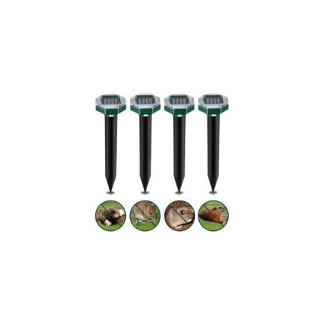Repelente ultrasónico solar para ratones Crezuo, resistente al agua IP65, paquete de 4 unidades con vibración.