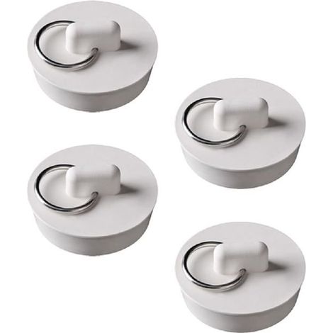 Lot de 4 bouchons universels en caoutchouc 30–33 mm avec anneau de suspension – baignoire & évier (1/5)