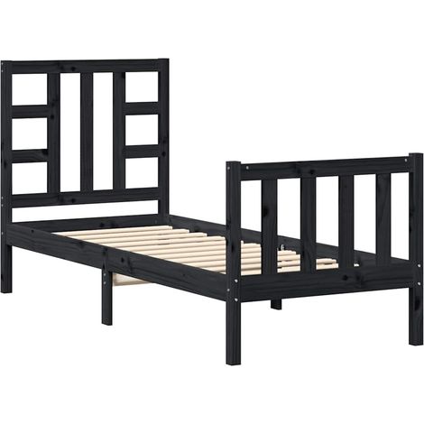 Maison Exclusive - Massivholzbett mit Kopfteil Schwarz (1/5)