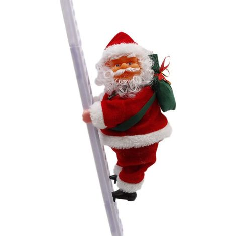 Figurine De Noel Electrique - Pere Noel Escaladant Echelle - Decoration Interieure Et Exterieure - 1 Unite