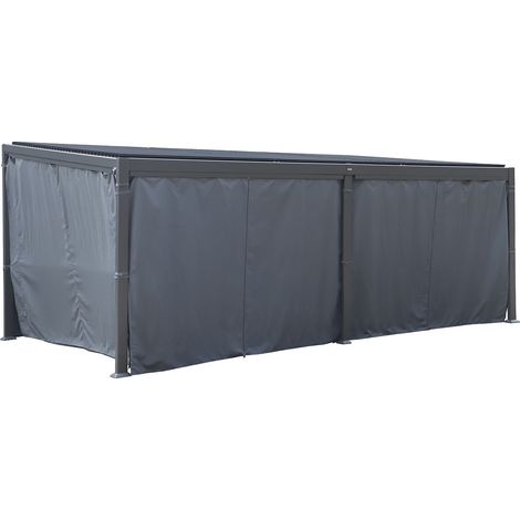 Hesperide – Rideaux pour pergola bioclimatique 6 x 3,5m en polyester ardoise – Protection contre le soleil et le vent – Installation facile avec bandes auto-agrippantes