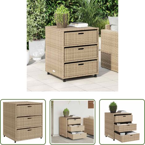 Rangement extérieur -  Armoire de rangement de jardin beige 55x59x69 cm résine tressée (1/5)