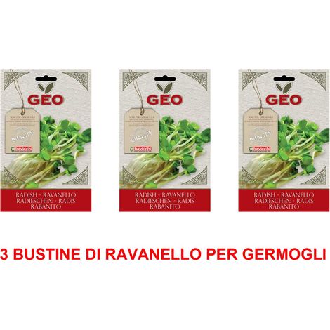 3 CONFEZIONI DI SEMI BIO DI RAVANELLO PER GERMOGLI 30GR