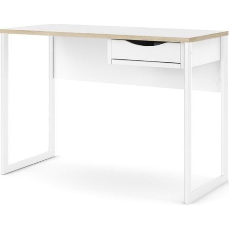 Scrivania bianco opaco rovere con un cassetto 110 x 48 cm - Sole