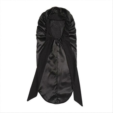Schwarze Schlafmütze für Damen mit langem Zopf. (1/5)