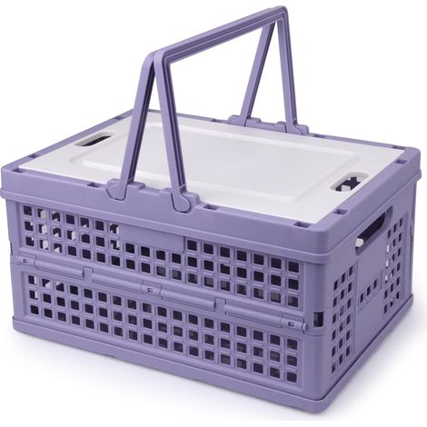 Caisse de rangement pliable en plastique avec couvercle et poignée, boîte de rangement pliable pour la maison, la cuisine, le bureau, la salle de bain, la chambre à coucher, le garde-manger (1/5)