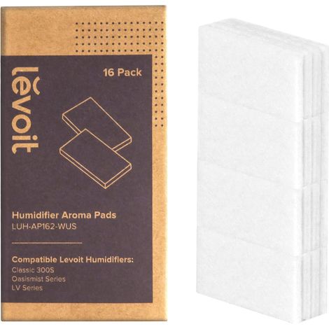 LEVOIT Cuscinetto per Aromaterapia Attaccato agli Umidificatori per l'Aggiunta di Oli Essenziali Compatibile con Classic300S, OasisMist 450S, LV600S, Confezione da 16 Pezzi, Bianco (1/5)