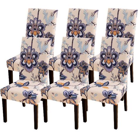 Housse de siège en tissu élasthanne lavable et amovible (fleur) 6 pièces (1/5)