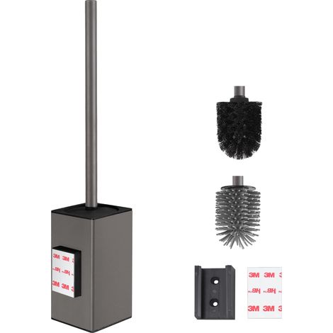 Brosse WC Murale Installation adhésive sans perçage, Porte-Brosse Toilettes WC Métallique Antirouille et Design Moderne, Porte-Brosse WC avec Gobelet Intérieur Amovible (Gris Mat) (1/5)