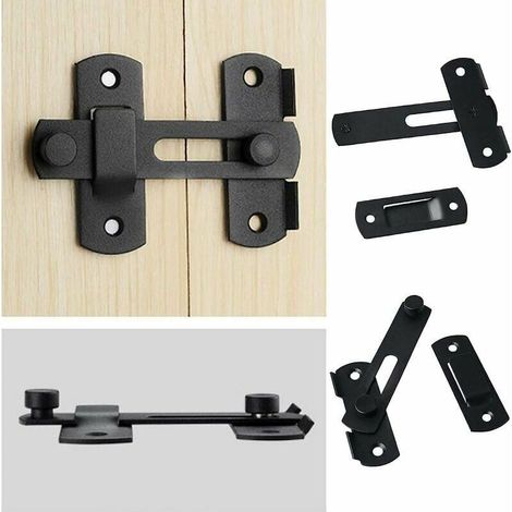 Loquet à Bascule pour Quincaillerie de Meubles Loquet Finition Brossée en Acier Inoxydable Serrure de Fenêtre de Portail avec Vis Serrure de Porte Coulissante Boulon de Porte Boulons 2 Pièces, Noir (1/4)