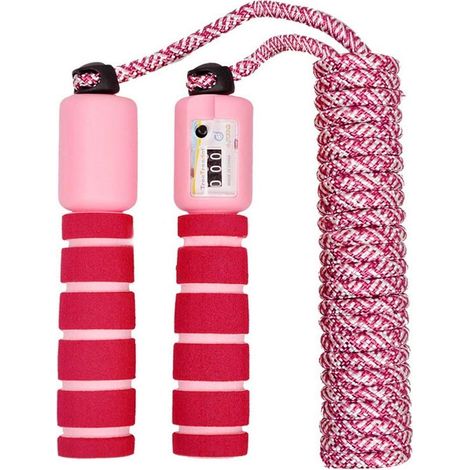 Corde à sauter pour enfants avec compteur, corde à sauter réglable (rose rouge avec rose) (1/5)