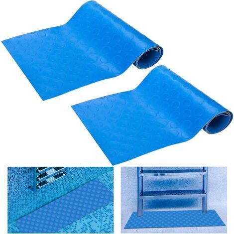 2 Pièces Polychlorure de Vinyle (PVC) Tapis Échelle avec Tapis d’étape Piscine. Grand. antidérapant. Protection de Texture pour la Doublure et Les escaliers de piscines Hors Sol 90x23cm (1/5)
