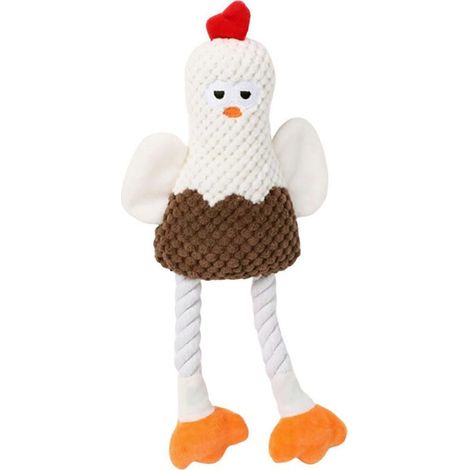 Peluche Jouet pour chiens sonore Pet jouets pour chiens interactif Tug-of-War jouet à machers Durable Knot design Peluche jouet pour dents Grinding réduction de l'anxiété And Play – Blanc