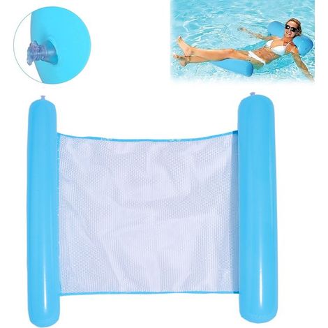 Chaises de piscine gonflables - Hamac flottant 4 en 1 - Matelas de piscine gonflable - Bouée gonflable - Bleu - Lit flottant pliable - 80 x 100 cm Bleu (1/5)