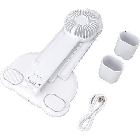 Lampada da Scrivania LED 7W con Ventilatore Integrato, 4 Teste Regolabili e Display Digitale – Design Pieghevole in ABS Elegante – Illuminazione Senza Ombre per Ufficio e Studio (1/5)
