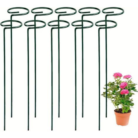 10 Pièces 40cm Piquets Ronds Support pour Plantes, Jardin Tige Unique Support, Piquets de Soutien pour Plantes, Tuteurs pour Plantes (1/5)