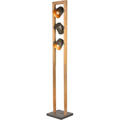 Lampada da terra 3 luci, metallo, nichel anticato, H 150 cm, Bell (1/5)