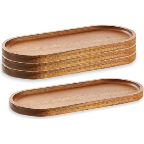 Lot de 4 plateaux de service en bois 11,5 x 4 pouces (1/5)
