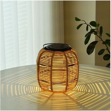 Lanterne balcons ou Jardins Sunshine Treasure, Beige, éclairage extérieur, Plastique, rotin, Solaire 3000K, Polyrattan (1/2)
