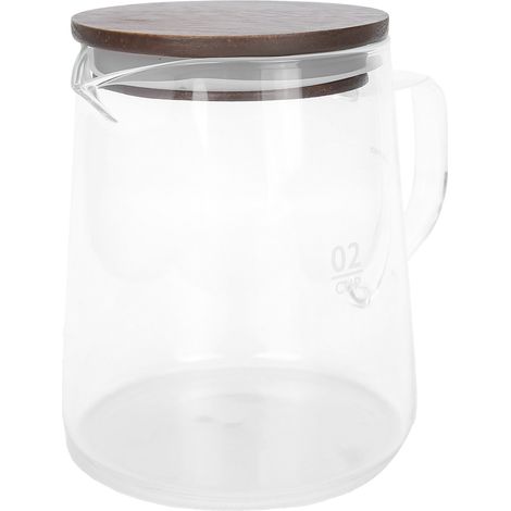 Kaffeekanne mit Deckel, hitzebeständiges Glas, isolierter Griff, Wasserkocher für Tee, Milch, Saft (500 ml) (1/5)