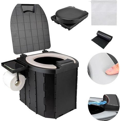 Toilette Portable Camping,Livré avec et Un Sac de Rangement avec Porte-Rouleau Papier et Plateau Téléphone,pour La Pêche, La Randonnée, Les Embouteillages, Les Festival
