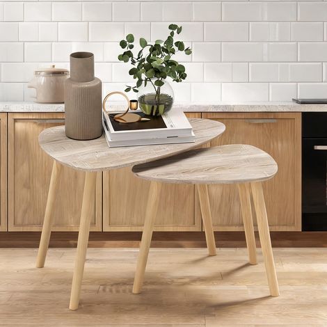 Table basse bois naturel en MDF 59,5 x 39,5 x 45 cm (1/5)