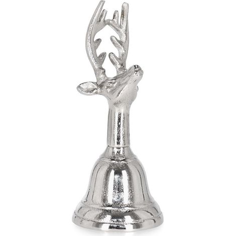 Renna decorativa "Blitzen" in alluminio color argento per decorazione natalizia -Campana (1/4)
